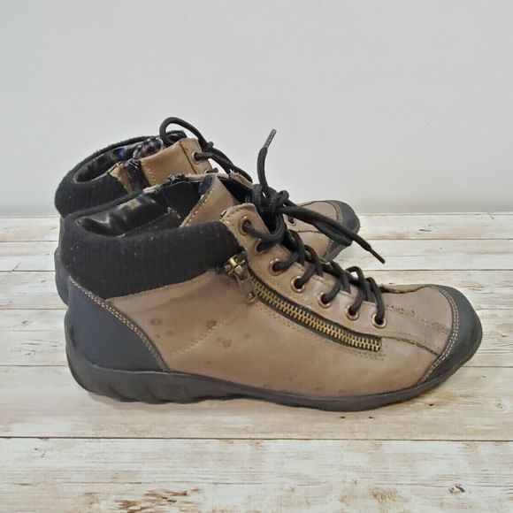 Remonte Boots Womens 38 Casual Ankle‎ Booties Tan Leather Lace Up Side Zipper - Picture 1 of 9